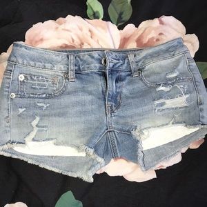 ripped denim jean shorts